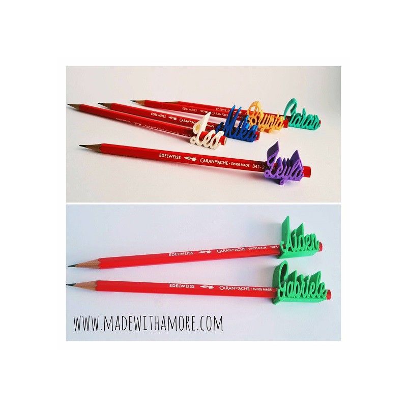 Pencil with name topper