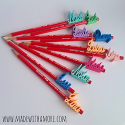 Pencil with name topper