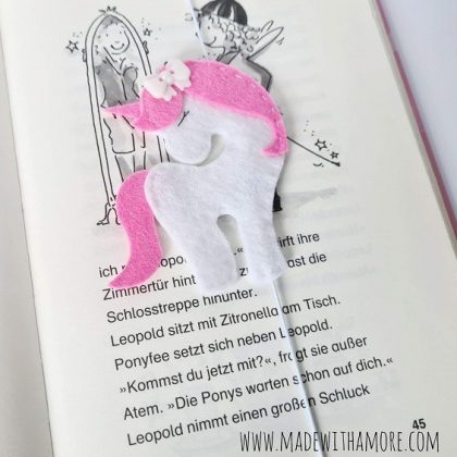 Lesezeichen aus Filz - Einhorn 15