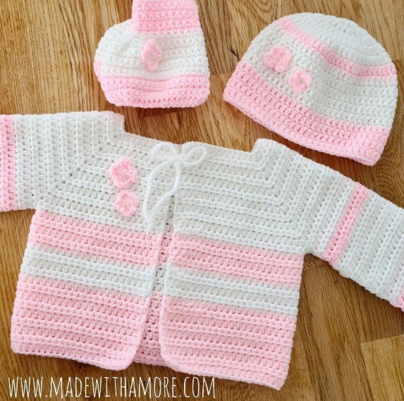 Handgemachtes Baby-Set mit Kapuzenjacke & Mütze (3–6 Monate) – Bild 2
