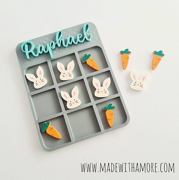 Personalisierte 3D-gedrucktes Tic-Tac-Toe Spiel mit Namen 02